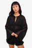 Frame Black Silk Sheer Neck Tie Long Bell Sleeve Top Size XS