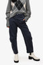 Nili Lotan Navy Shon Barrel Pant Size 00