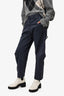 Nili Lotan Navy Shon Barrel Pant Size 00