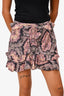 Isabel Marant Black/PInk Printed Ruffle Mini Skirt Size 36