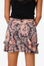 Isabel Marant Black/PInk Printed Ruffle Mini Skirt Size 36