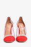 Aquazzura Red Suede/PVC Block Heels Size 36