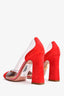 Aquazzura Red Suede/PVC Block Heels Size 36