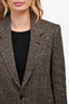 Celine Beige/Black Herringbone Wool Blazer With Gold Sequins Size 34