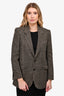 Celine Beige/Black Herringbone Wool Blazer With Gold Sequins Size 34