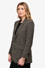 Celine Beige/Black Herringbone Wool Blazer With Gold Sequins Size 34