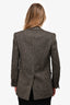 Celine Beige/Black Herringbone Wool Blazer With Gold Sequins Size 34