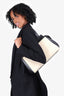 Celine Black/White Leather & Pony Hair Medium Edge Top Handle