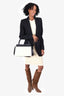 Celine Black/White Leather & Pony Hair Medium Edge Top Handle