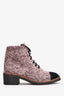 Pre-Loved Chanel™ Purple/Black Tweed Lace Up Ankle Boots Size 38