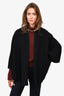 Burberry Black/Red Wool/Cashmere Chain Clasp Detailed Cape