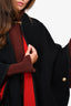 Burberry Black/Red Wool/Cashmere Chain Clasp Detailed Cape