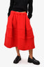 Comme Des Garcons Red Wool Midi Skirt Size S