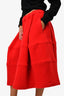 Comme Des Garcons Red Wool Midi Skirt Size S