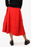 Comme Des Garcons Red Wool Midi Skirt Size S