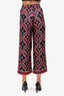 Gucci Black/Red Silk 'GG' Chain Printed Pants Size 36