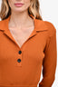 Self-Portrait Burnt Orange Knit V-Neck Button Detail Collared Midi Dress Size M