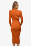 Self-Portrait Burnt Orange Knit V-Neck Button Detail Collared Midi Dress Size M