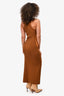 Nicholas Brown/Orange Ribbed Knit Twisted Front 'Daija' Midi Dress Size S