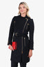 Gucci Black Wool Asymmetrical Zip Coat Size 38