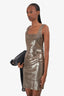 Alice & Olivia Gold Metalic Leather Sleeveless Mini Dress Size 4