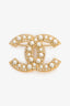 Pre-Loved Chanel™ 2021 Gold Toned Pearl Embellished CC Brooch