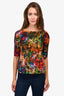 Erdem Multicolour Floral Silk Boat Neck Blouse Size 2 US