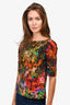 Erdem Multicolour Floral Silk Boat Neck Blouse Size 2 US