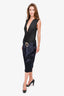 Jacquemus Runway Black/Navy Blue Brooch Embellished Midi Dress Size 34