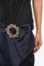 Jacquemus Runway Black/Navy Blue Brooch Embellished Midi Dress Size 34