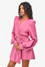 Zhivago Pink Satin Shoulder Pad 'Cala Conta' Mini Dress With Belt Size 4 US