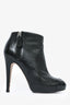 Pre-Loved Chanel™ Black Leather Heeled Booties with Patent Toe Cap Size 36 (As Is)