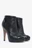 Pre-Loved Chanel™ Black Leather Heeled Booties with Patent Toe Cap Size 36 (As Is)