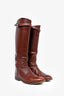 Hermès Brown Leather Flat "Jumping Boots" with Silver Kelly Buckle Est. Size 37/38