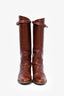 Hermès Brown Leather Flat "Jumping Boots" with Silver Kelly Buckle Est. Size 37/38