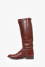 Hermès Brown Leather Flat "Jumping Boots" with Silver Kelly Buckle Est. Size 37/38