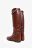 Hermès Brown Leather Flat "Jumping Boots" with Silver Kelly Buckle Est. Size 37/38