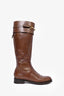 Gucci Brown Leather Riding Boots with Horsebit Buckle Size 37.5