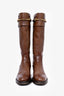 Gucci Brown Leather Riding Boots with Horsebit Buckle Size 37.5