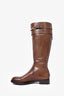 Gucci Brown Leather Riding Boots with Horsebit Buckle Size 37.5