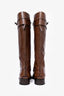 Gucci Brown Leather Riding Boots with Horsebit Buckle Size 37.5