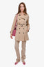 Burberry London Beige Canvas 'Kensington' Trench Coat with Belt Size 8 US