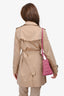 Burberry London Beige Canvas 'Kensington' Trench Coat with Belt Size 8 US