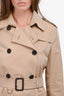 Burberry London Beige Canvas 'Kensington' Trench Coat with Belt Size 8 US