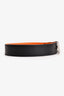 Hermès Black/Orange Swift/Epsom Reversible Leather 32mm Silver H Buckle Belt Size 80