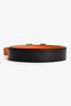 Hermès Black/Orange Swift/Epsom Reversible Leather 32mm Silver H Buckle Belt Size 80