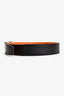 Hermès Black/Orange Swift/Epsom Reversible Leather 32mm Silver H Buckle Belt Size 80