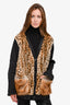 Dries Van Noten Black/Leopard Faux Fur/Nylon Cardigan Size M