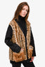 Dries Van Noten Black/Leopard Faux Fur/Nylon Cardigan Size M