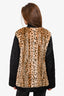 Dries Van Noten Black/Leopard Faux Fur/Nylon Cardigan Size M